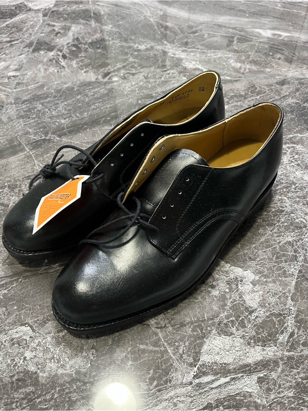 VTG 1990 Deadstock Police Oxford Shoes Black Leather Made In Canada 8 B Narrow